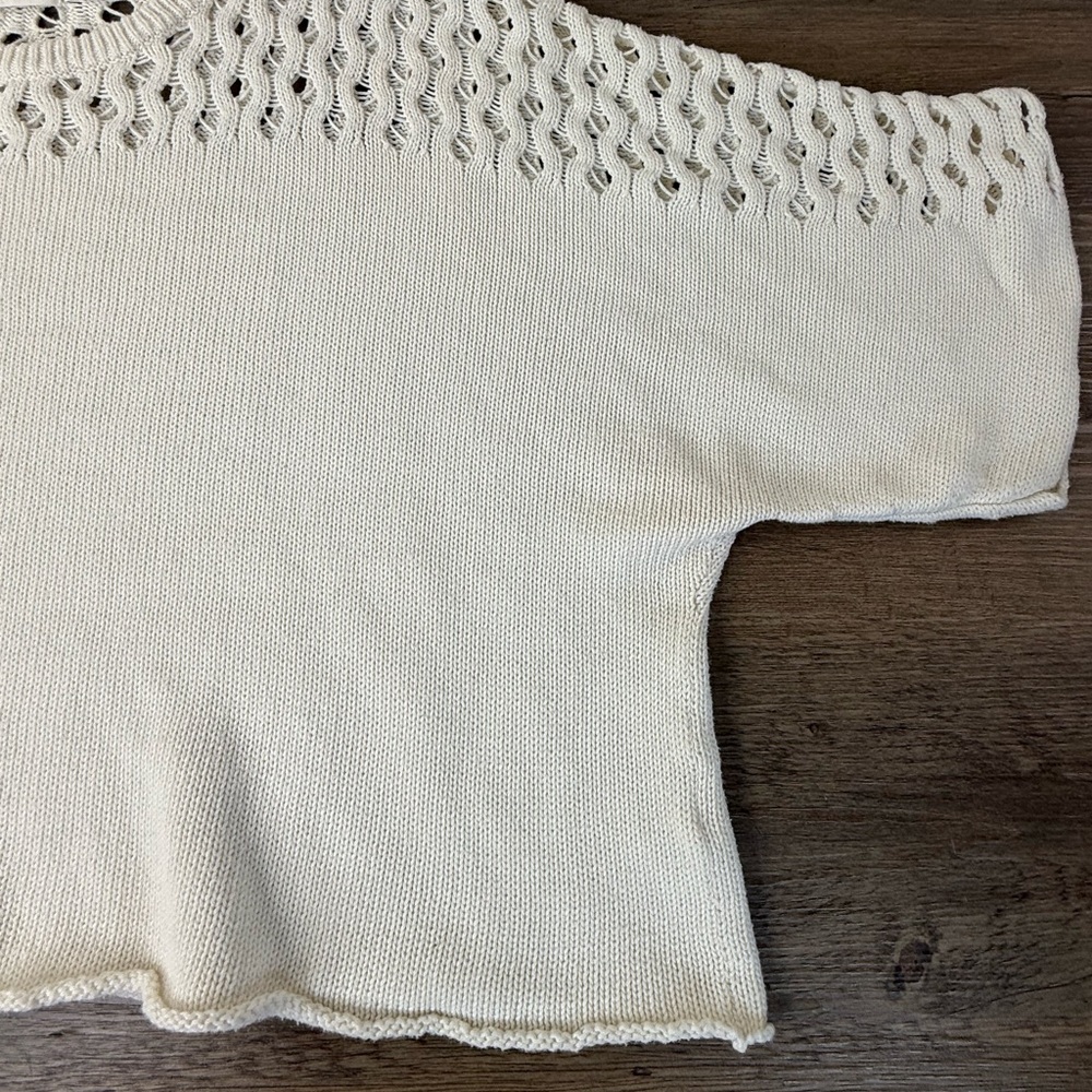 Wol Hide Women’s White Oversized Cropped Knot Organic Cotton Sweater, size M/L - Picture 5 of 12